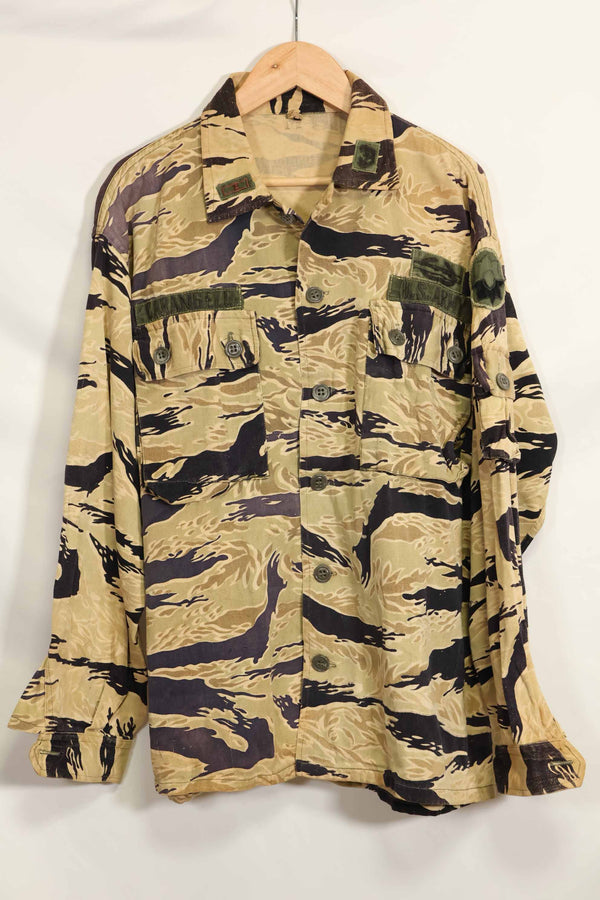 1960s Early Gold Tiger Tiger Stripe Shirt with Patch US Cut M Used