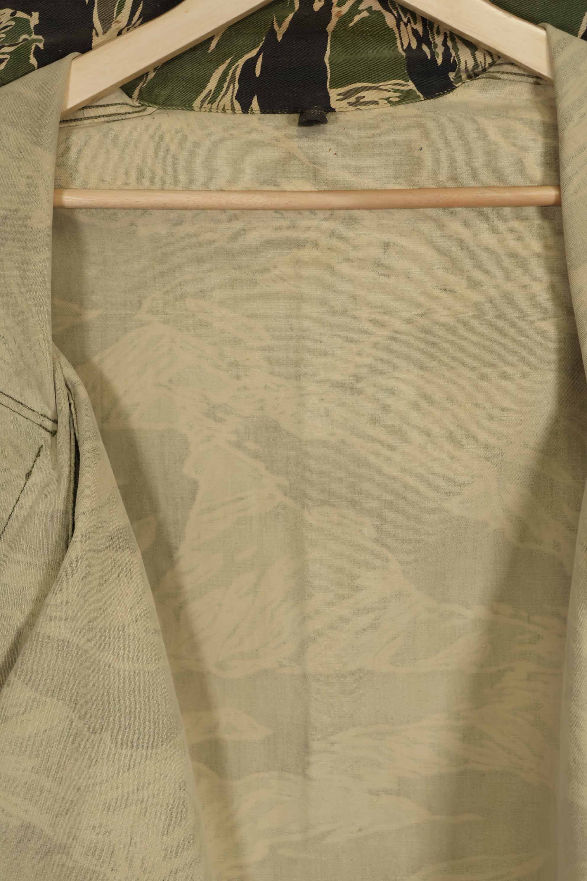 1960年代中頃 沖縄タイガーパターン タイガーストライプ Asian Cut シャツ 大きめサイズ 中古品