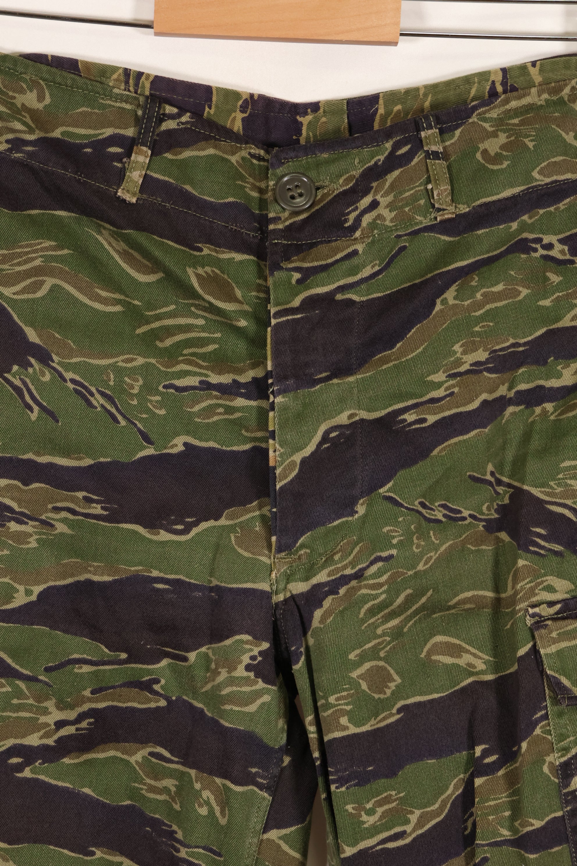 Real tiger stripe pants, gold tiger derived pattern, missing button, almost unused.