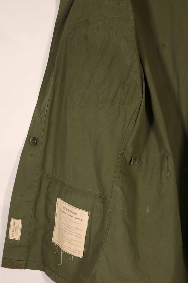 Real 1964 1st Model Jungle Fatigue Jacket, stained, faded, used.