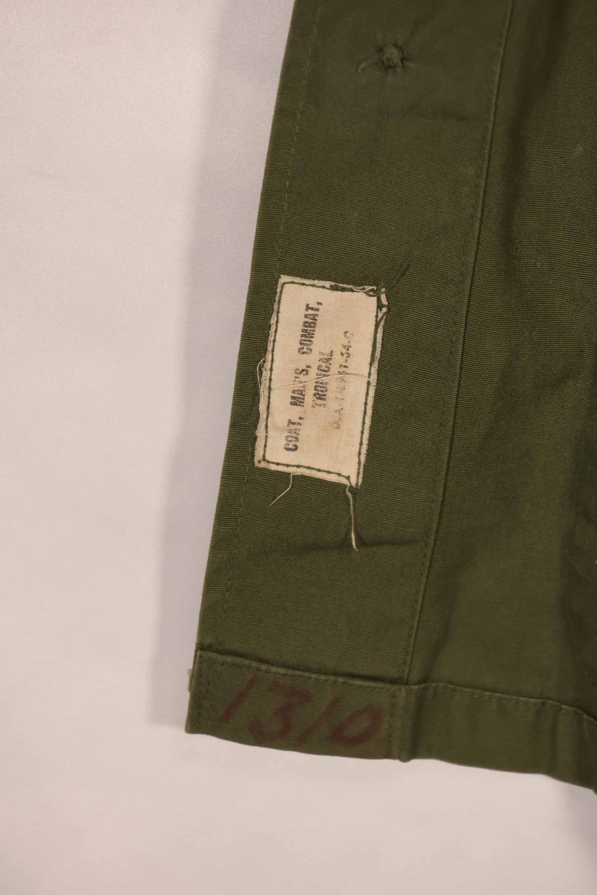 Real 1964 1st Model Jungle Fatigue Jacket, stained, faded, used.