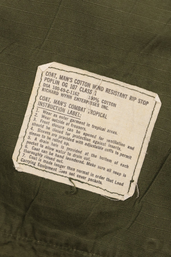 1969 Contract, M-L, 4th Model Jungle Fatigue Jacket, 101st Airborne Division Specification, Used