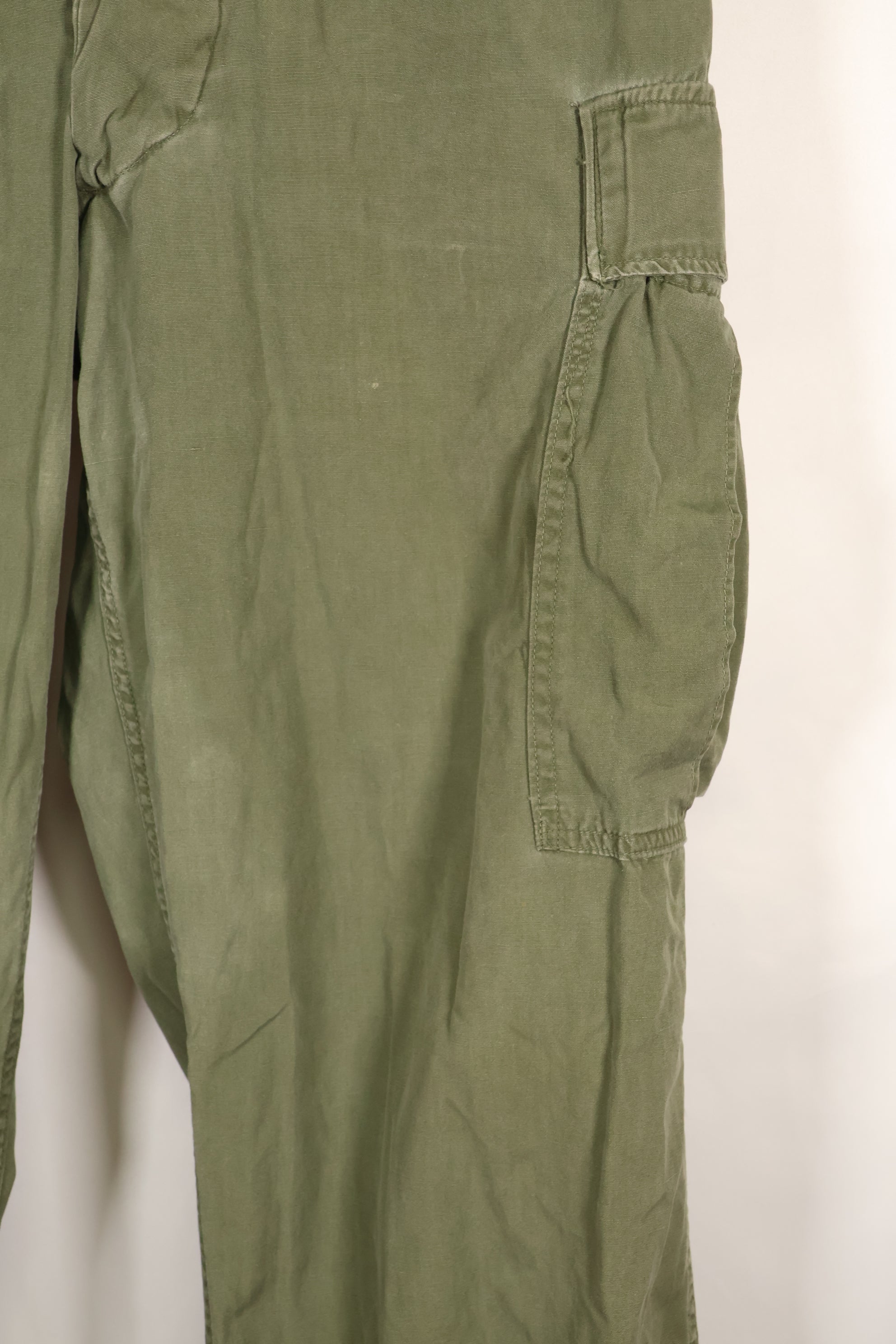 Estimated circa 1965 M-R 2nd Model Jungle Fatigue pants, faded, used.