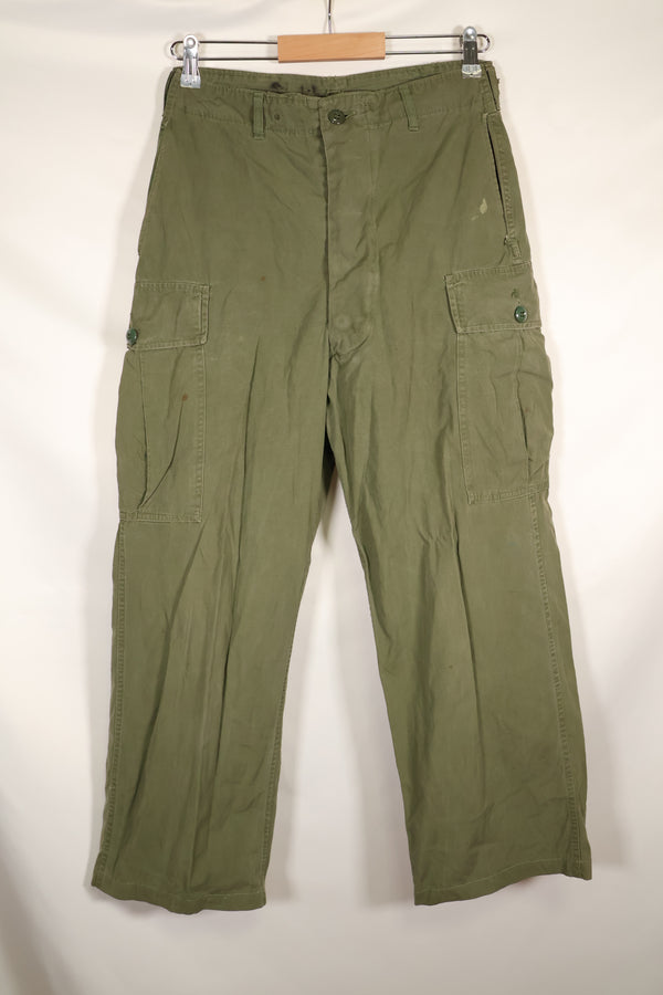 1964 Contract S-L with hemming 1st Model Jungle Fatigue Pants, used with fading.