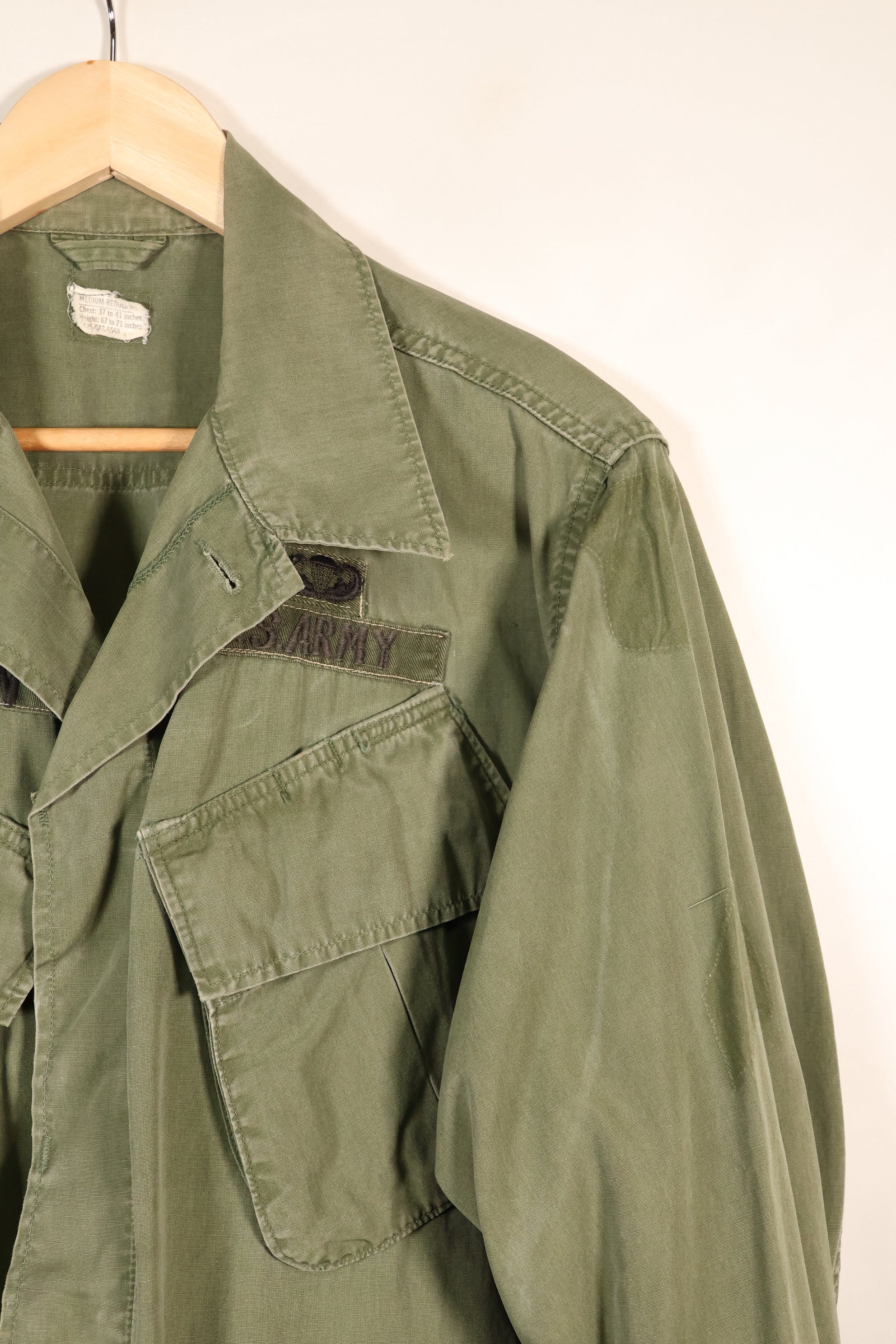 1967 Contract, M-R, U.S. Army, 3rd Model Jungle Fatigue Jacket, with Patches, Used