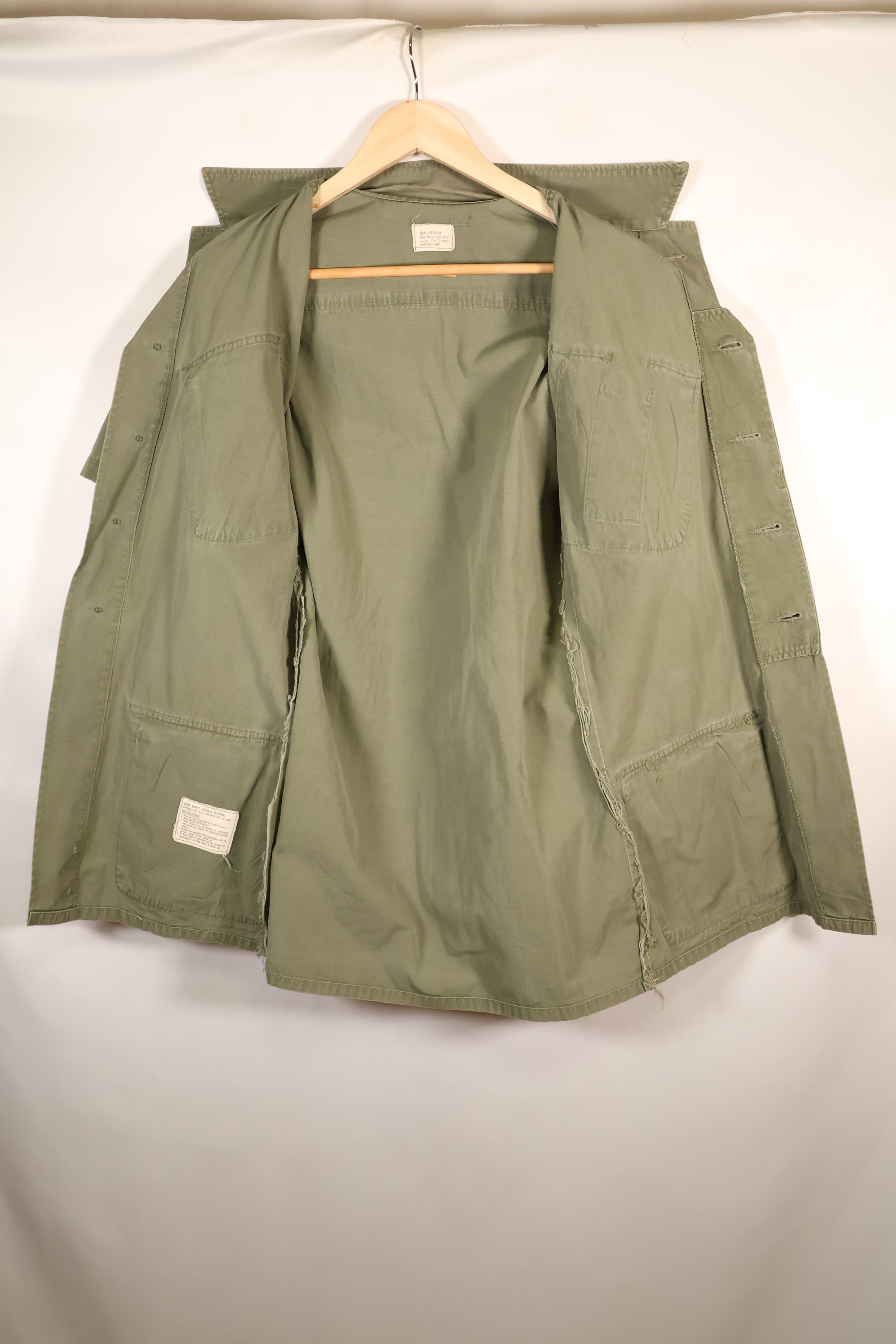 1966–67 Contract, S-R, Presumed USAF Issue, 3rd Model Jungle Fatigue Jacket, Short-Sleeve, Used