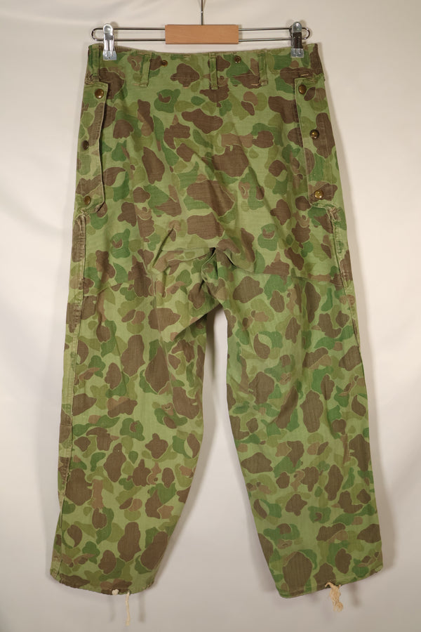 1940s WWII USMC P-44 Frogskin Camouflage Pants, Good Condition, Some Fading, Used