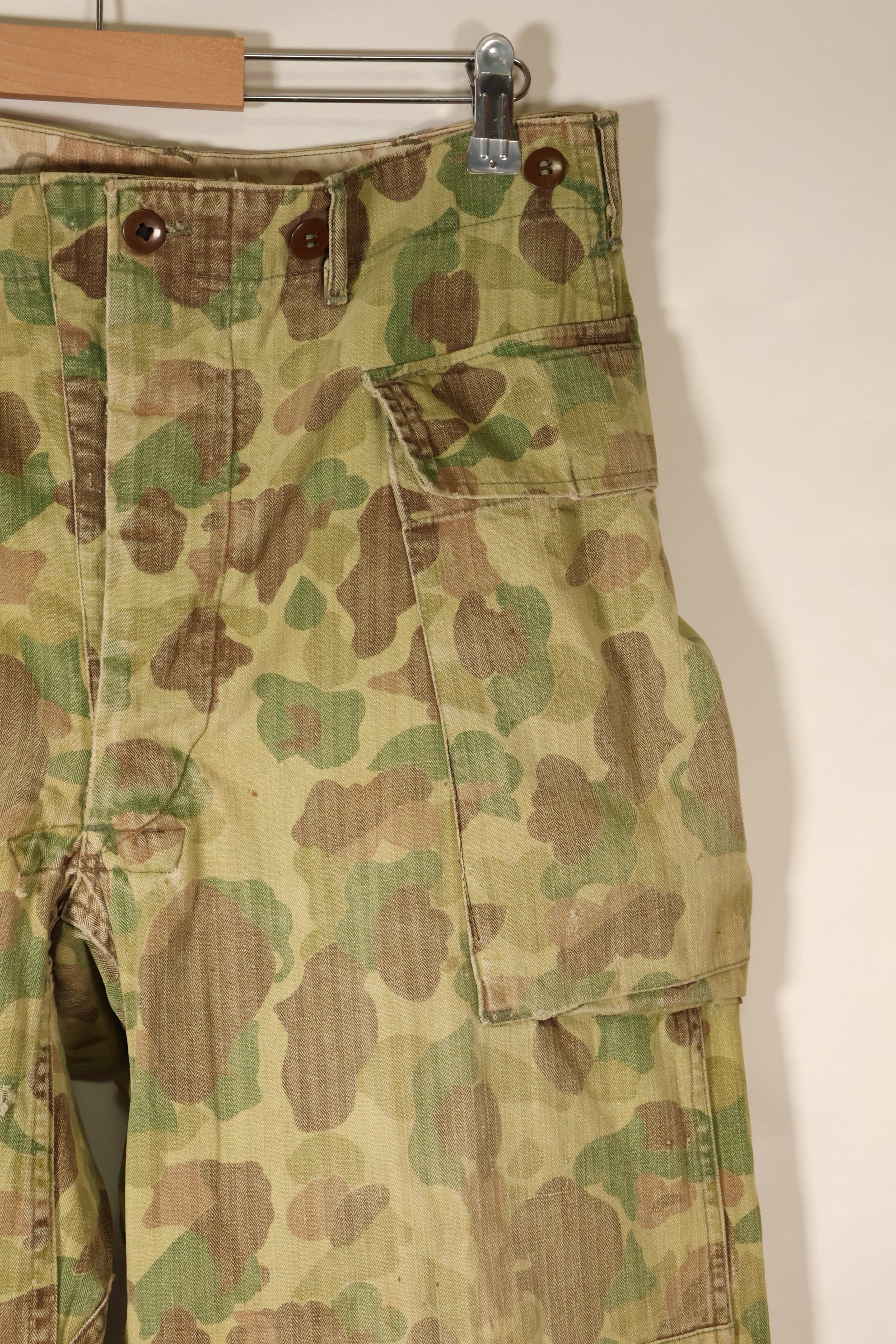 1940s W34 US Army Frogskin Camouflage HBT Pants Utility Pants Used