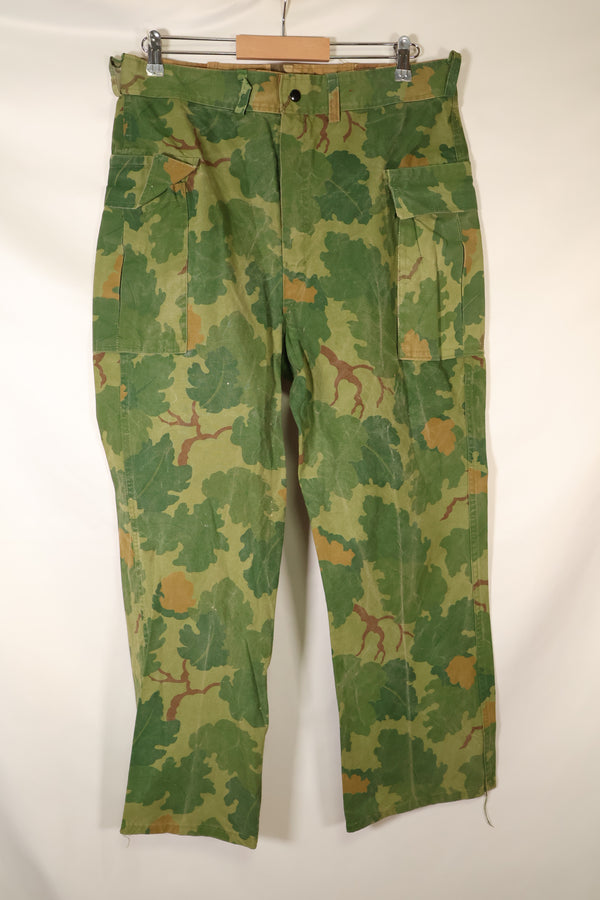 Late 1960s to early 1970s | Privately sourced | Mitchell camouflage | USMC | WWII HBT-style cut | Reversible pants | Used