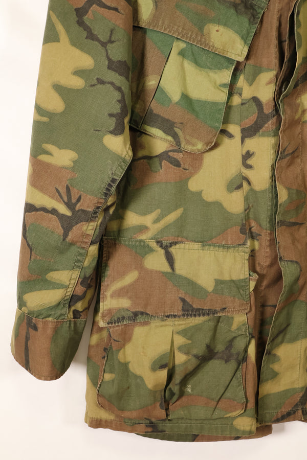 Mid-1960s non ripstop fabric ERDL camouflage rare print fabric jungle fatigues jacket, used.