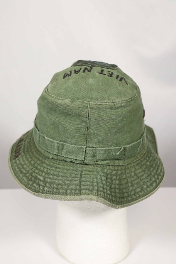 Real Locally Made OD Boonie 9th Infantry Divition LRRP with Direct Embroidery & Sniper Patch Boonie Hat