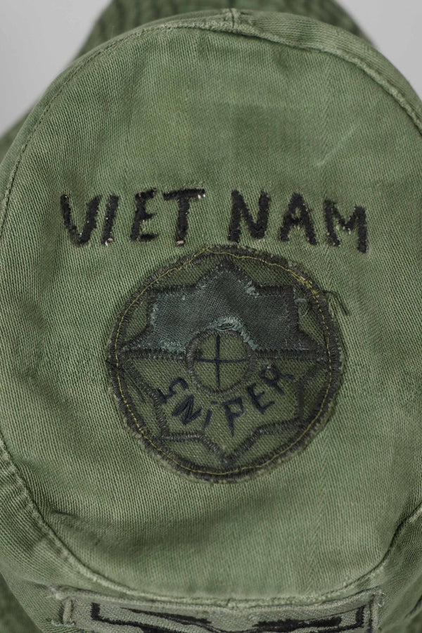 Real Locally Made OD Boonie 9th Infantry Divition LRRP with Direct Embroidery & Sniper Patch Boonie Hat