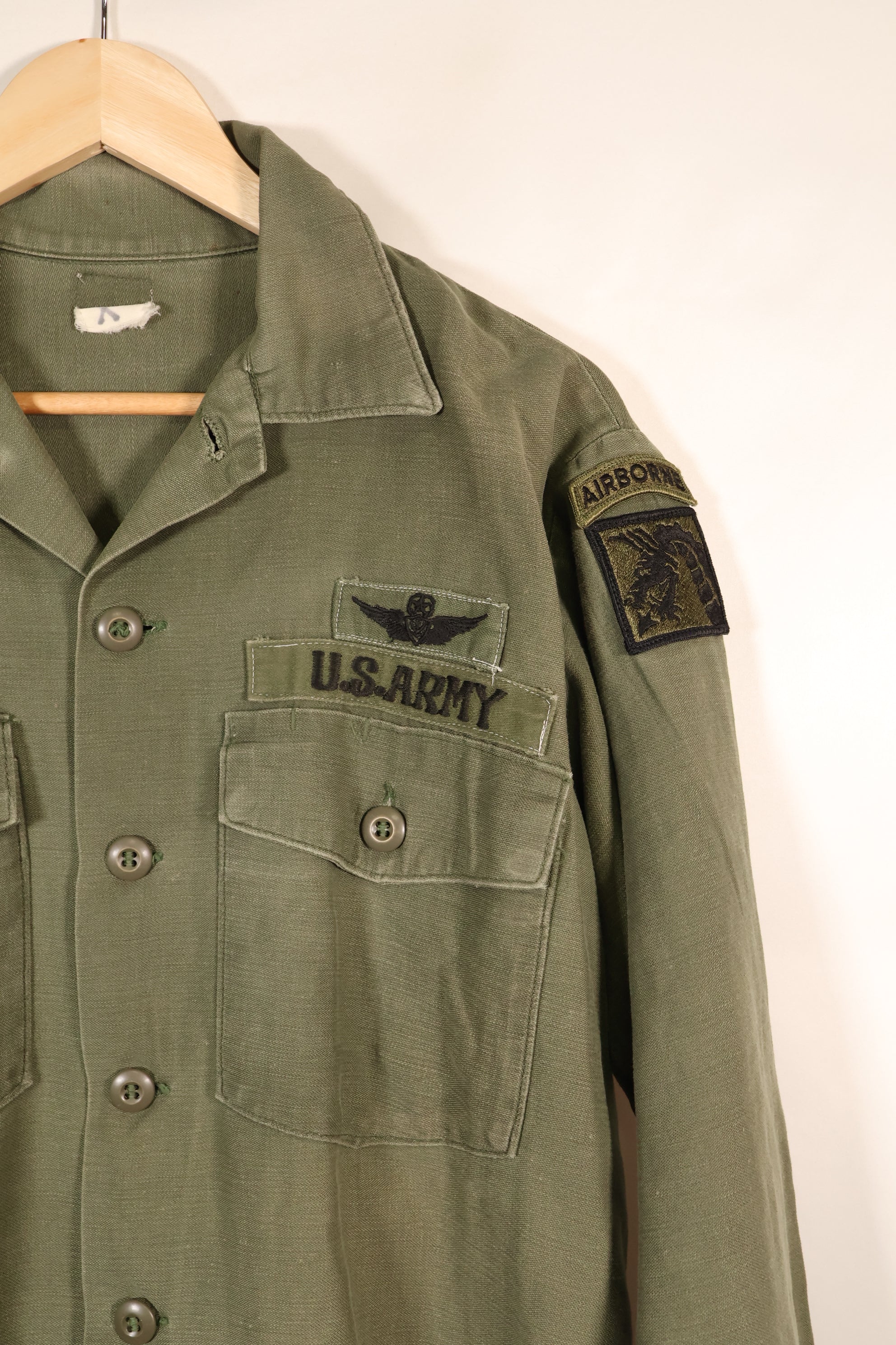Late 1960s Contract Item, 16 1/2 x 32, OG-107, Utility Shirt with Patch, Used