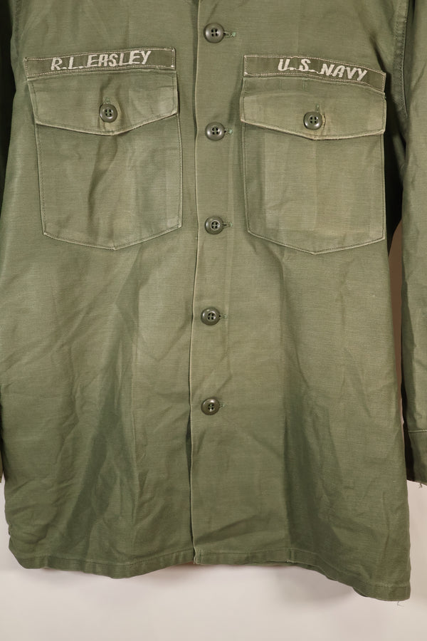 1971 Contract, Estimated Size: SMALL, OG-107 Utility Shirt, U.S. Navy, Original Tapes, Used