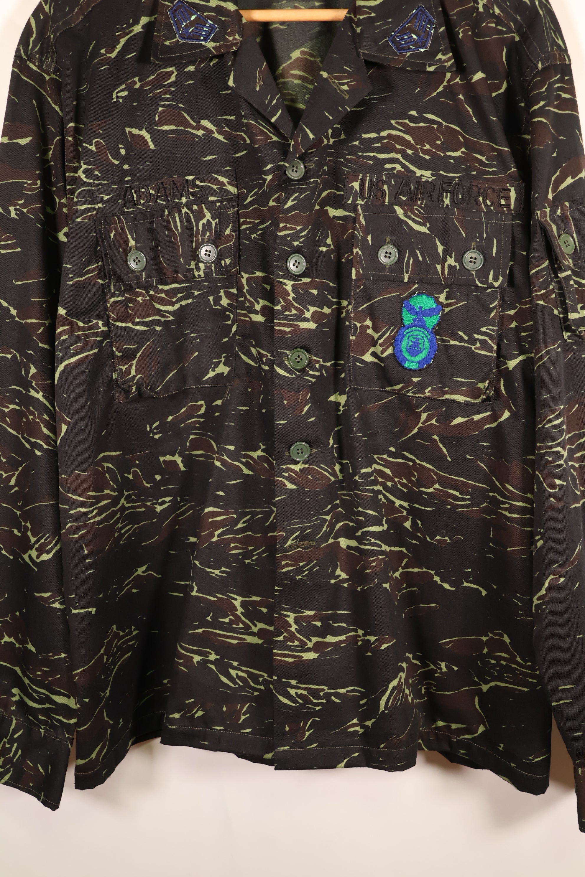 1970s Thai Border Patrol “Shadow Tiger” Locally Made Tiger-Stripe Shirt, Used, Grade A