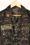 1970s Thai Border Guard "Shadow Tiger" Locally Made Tiger-Striped Shirt, Used, Size B