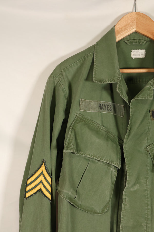 Circa 1967 | S-L | Green Beret | 3rd Model Jungle Fatigue Jacket | Faded | Used