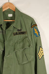 Circa 1967 | S-L | Green Beret | 3rd Model Jungle Fatigue Jacket | Faded | Used
