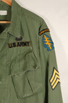 Circa 1967 | S-L | Green Beret | 3rd Model Jungle Fatigue Jacket | Faded | Used