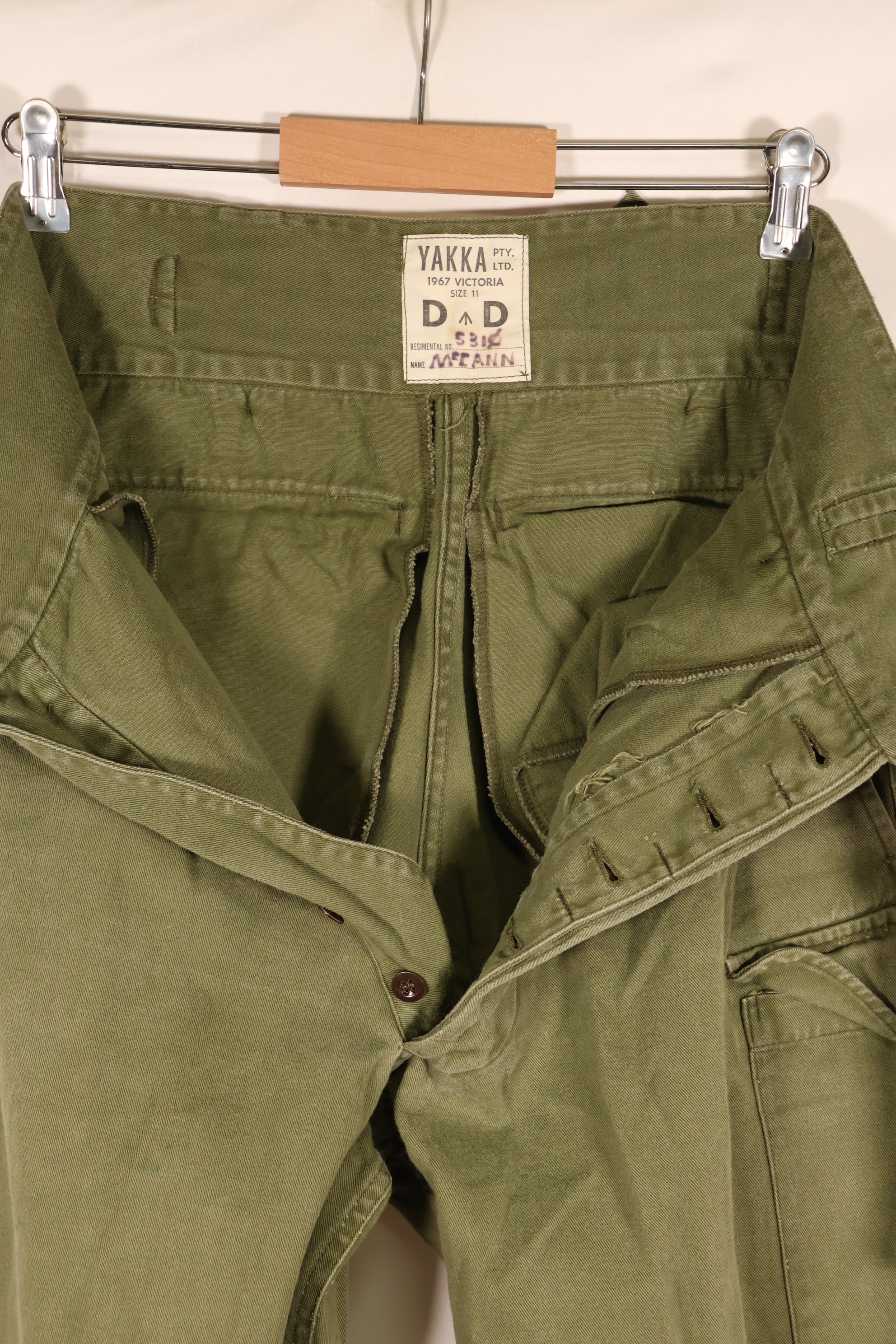 1967 Contract, Australian Army, OD Combat Pants, Slightly Faded, Used