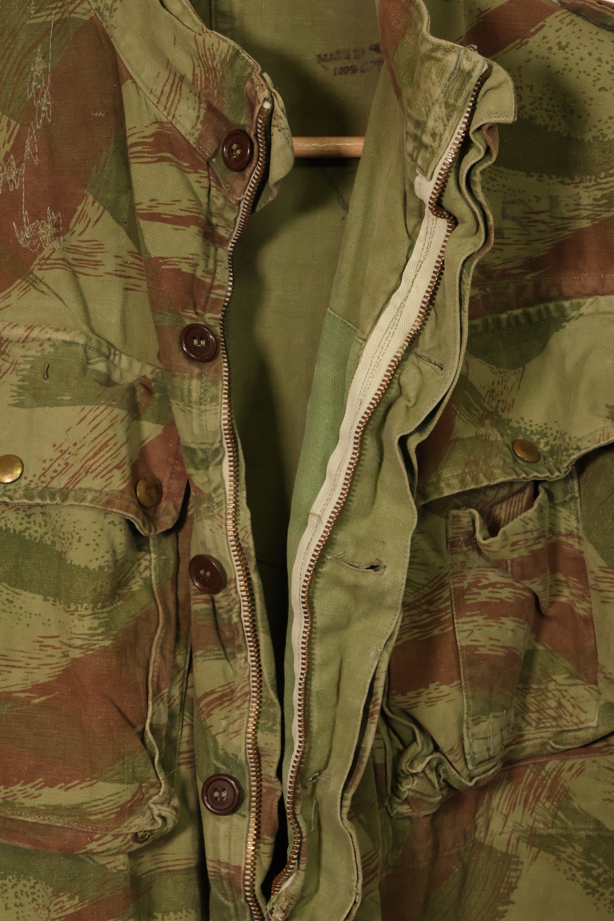 1950s French Army Lizard Camouflage TAP 47/53 Airborne Jacket with Israeli Stamp Used