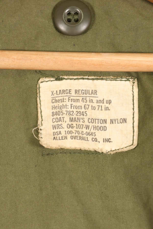 1970 Contract X-L-R 2nd Model U.S. Army M65 Field Jacket - Rare, Large Size - Used