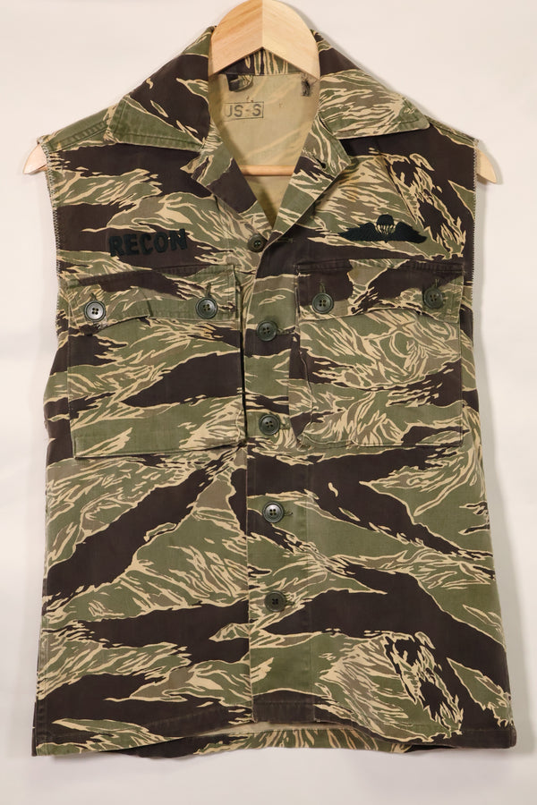 1960s US Cut Okinawa Tiger Tiger Stripe Shirt Modified Vest US-S Used