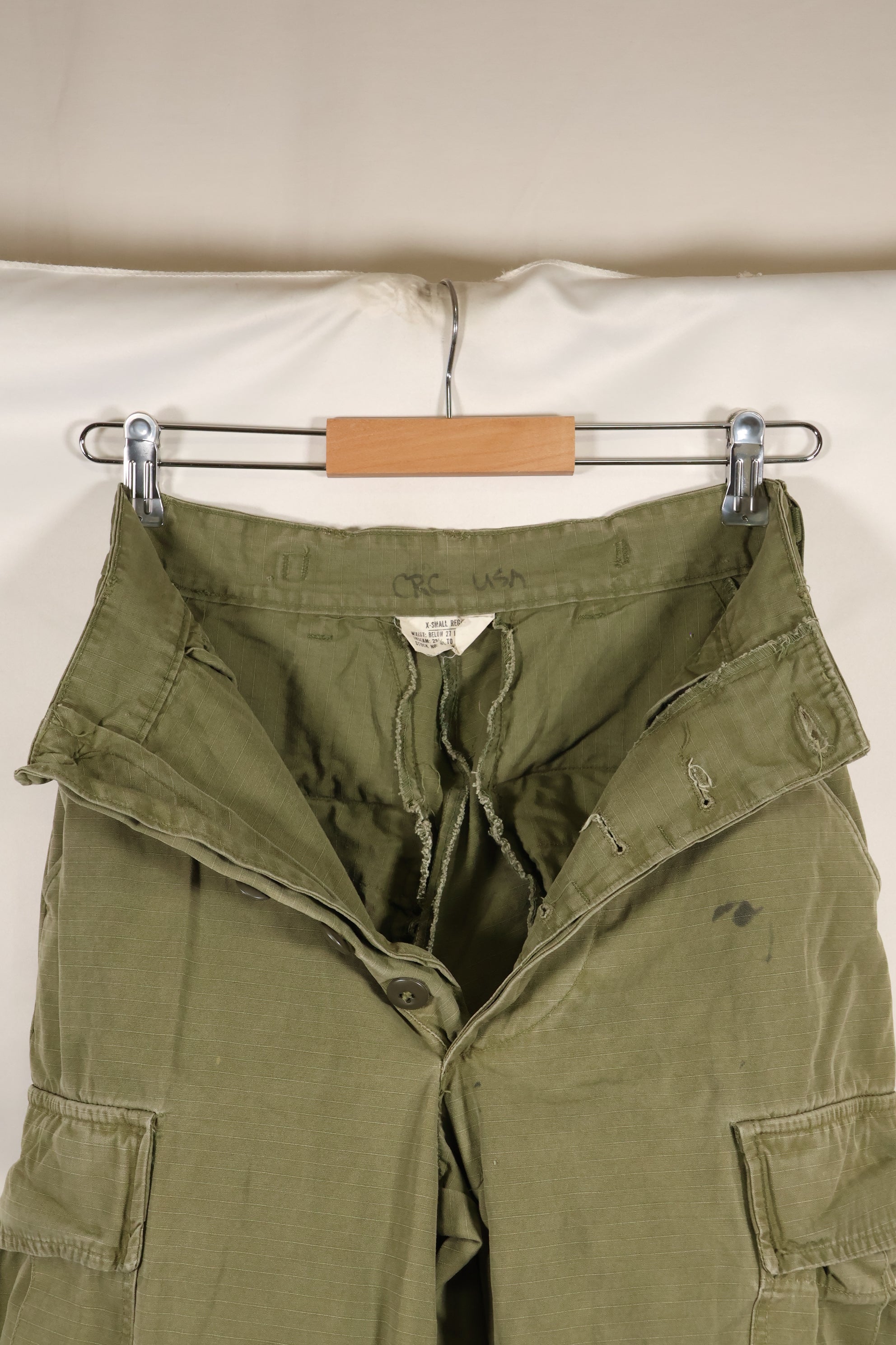 Circa 1967 XS-R size 4th Model Jungle Fatigue pants, used, released by a movie company.