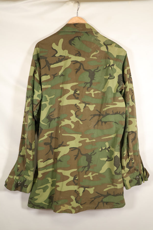 Circa 1967, M-L, ERDL, non-ripstop, early print, jungle fatigues jacket, used
