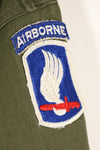 Early 1960s, 173rd Airborne Brigade, OG-107 Utility Shirt, Authentic Insignia, Used