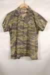 Estimated 1970s locally made tiger stripe short sleeve shirt, used.