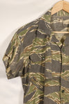 Estimated 1970s locally made tiger stripe short sleeve shirt, used.