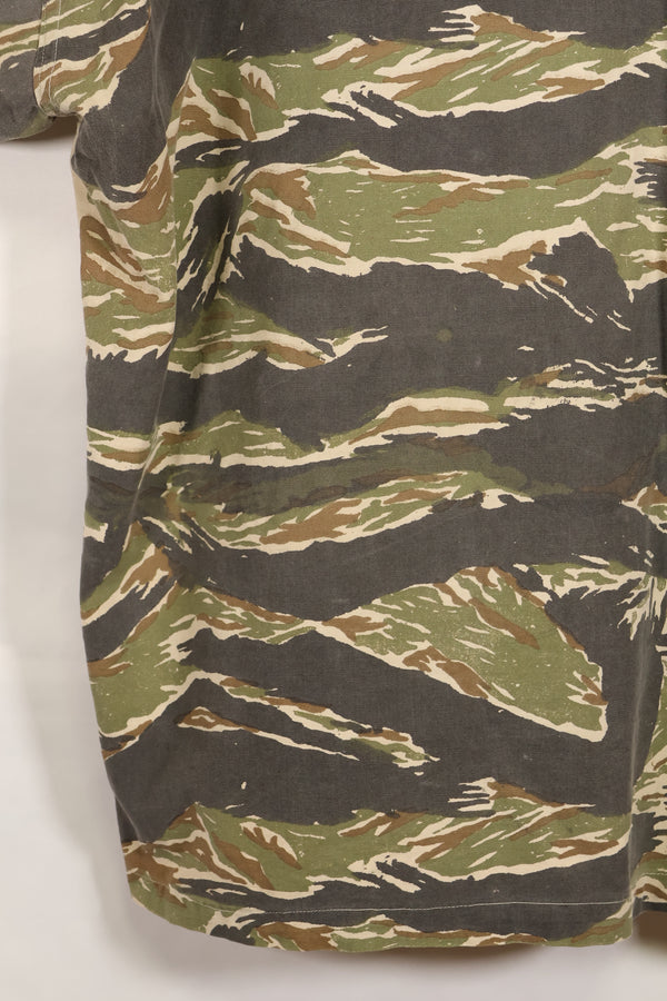 Estimated 1970s locally made tiger stripe short sleeve shirt, used.