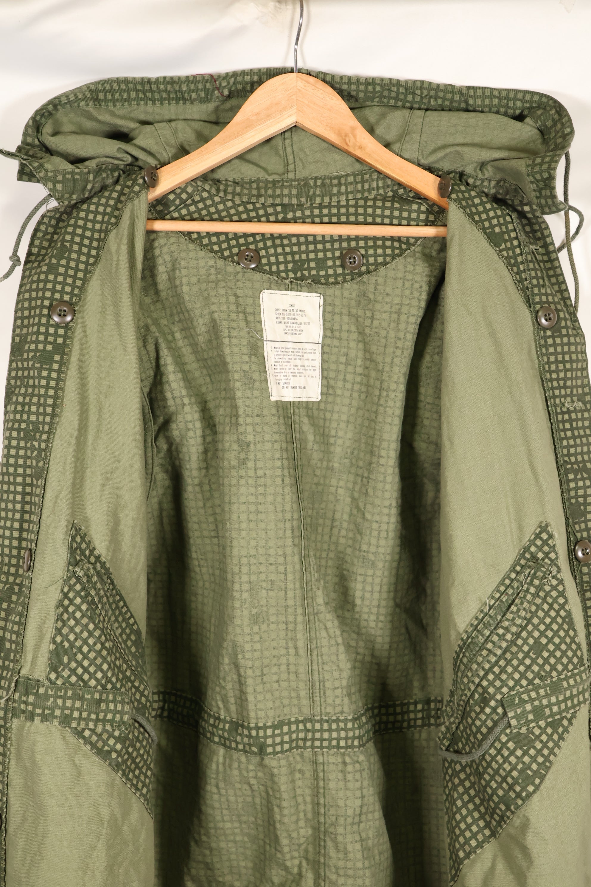 1981 Contract, SMALL, Early Model, U.S. Army, Desert Night Parka, Camouflage Parka, Used