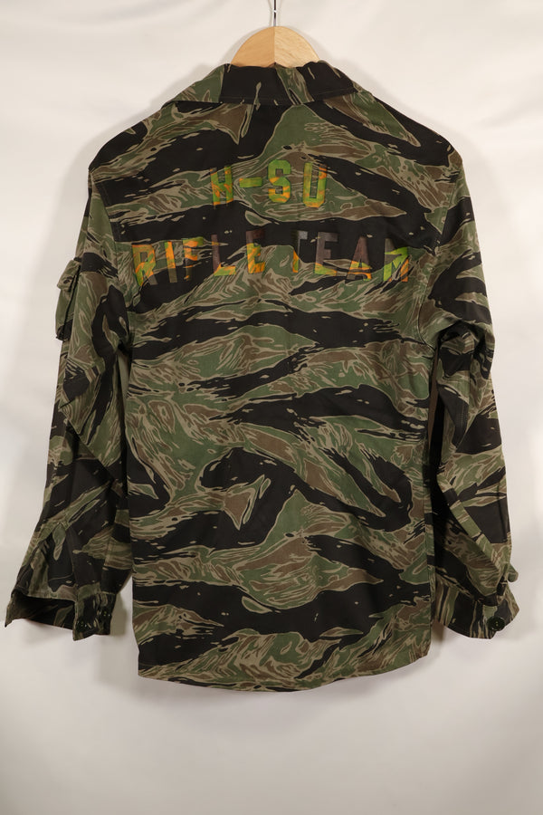 実物　USカット　シルバータイガーストライプ　シャツ　推定US-M　状態良い　背面ステンシルあり