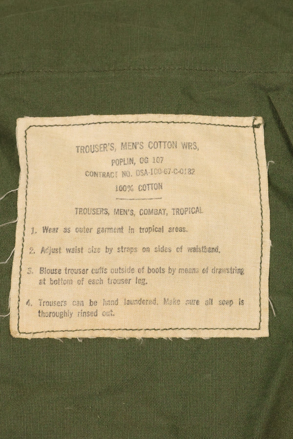 1967 Contract 3rd Model Non Ripstop Jungle Fatigue Pants L-L Used B