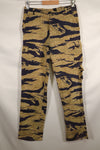 Late 1960s Gold Tiger Stripe Pants US Cut US-M Modified Faded Used