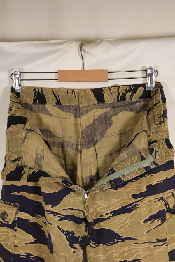 Late 1960s Gold Tiger Stripe Pants US Cut US-M Modified Faded Used