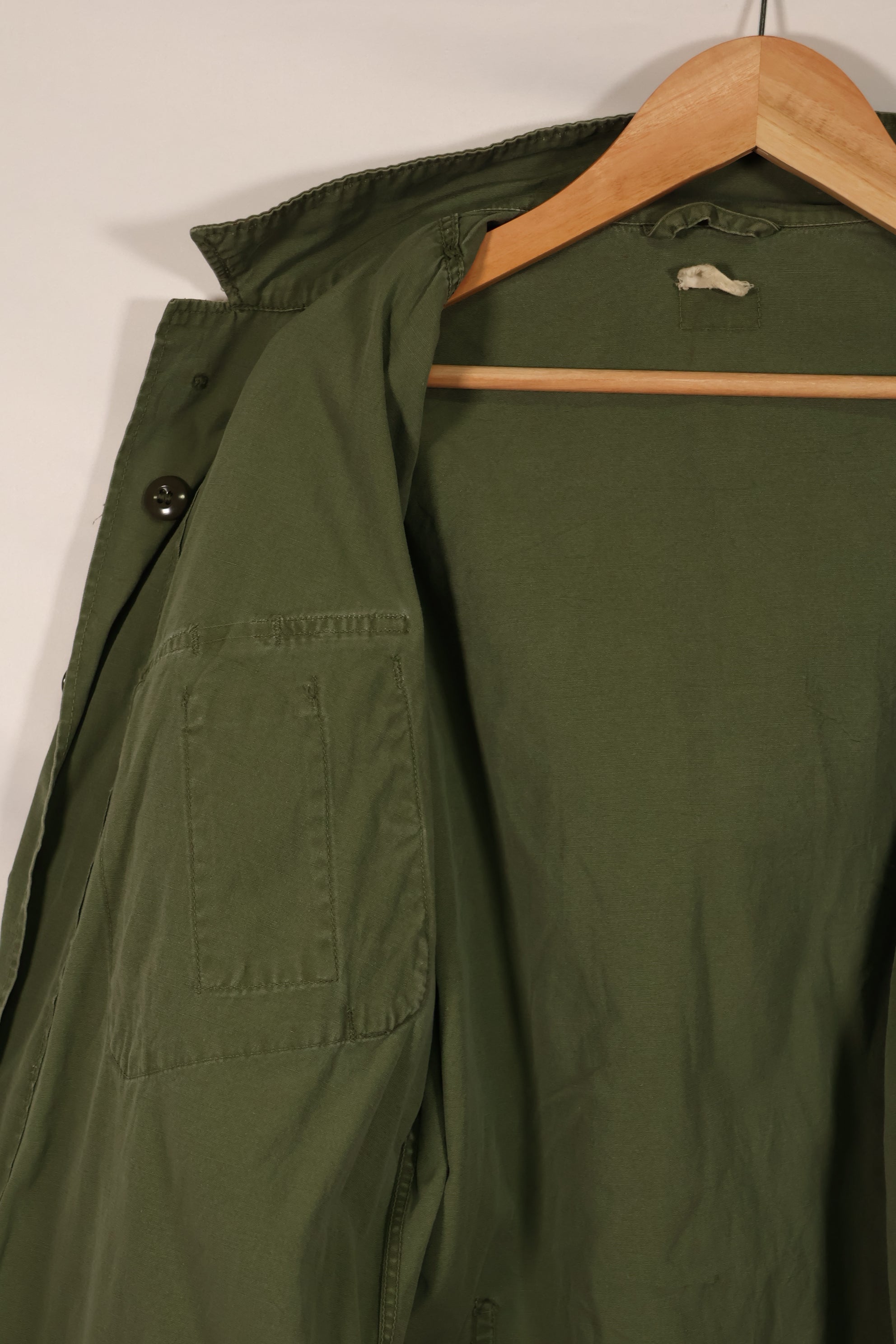 Real 1963-64 1st Model Jungle Fatigue Jacket, stains, holes.