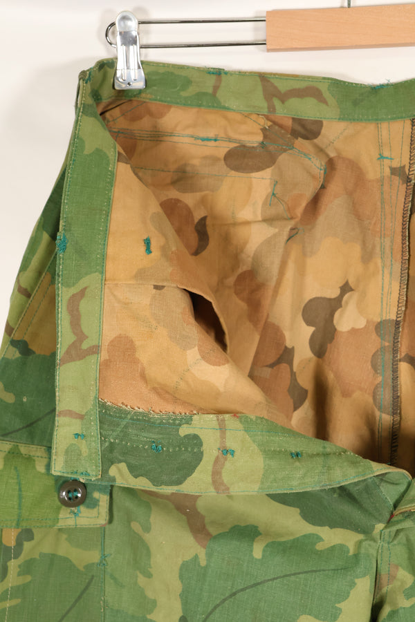 Authentic Fabric: Mitchell Pattern Camouflage, 1st Model Jungle Fatigue Pants, Tent Fabric, Used