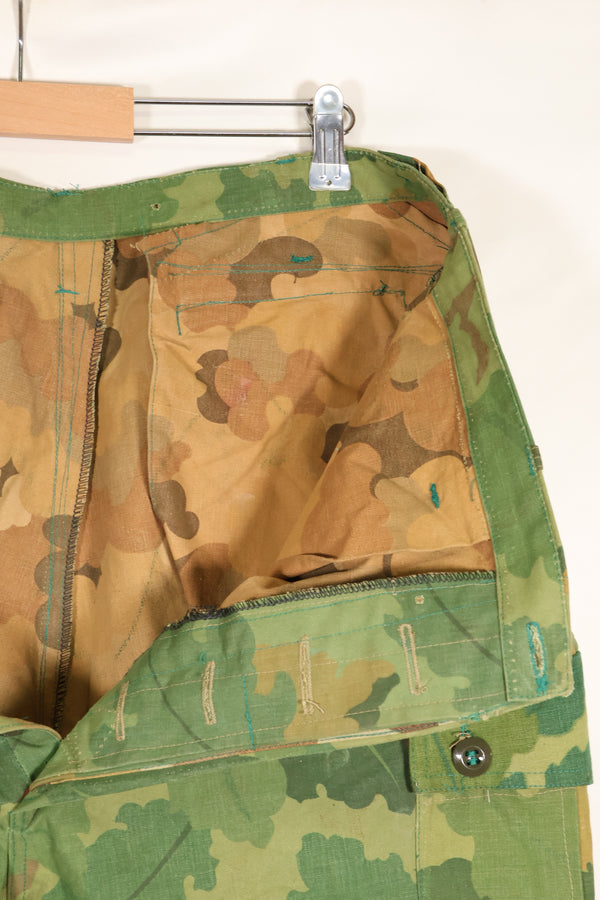 Authentic Fabric: Mitchell Pattern Camouflage, 1st Model Jungle Fatigue Pants, Tent Fabric, Used