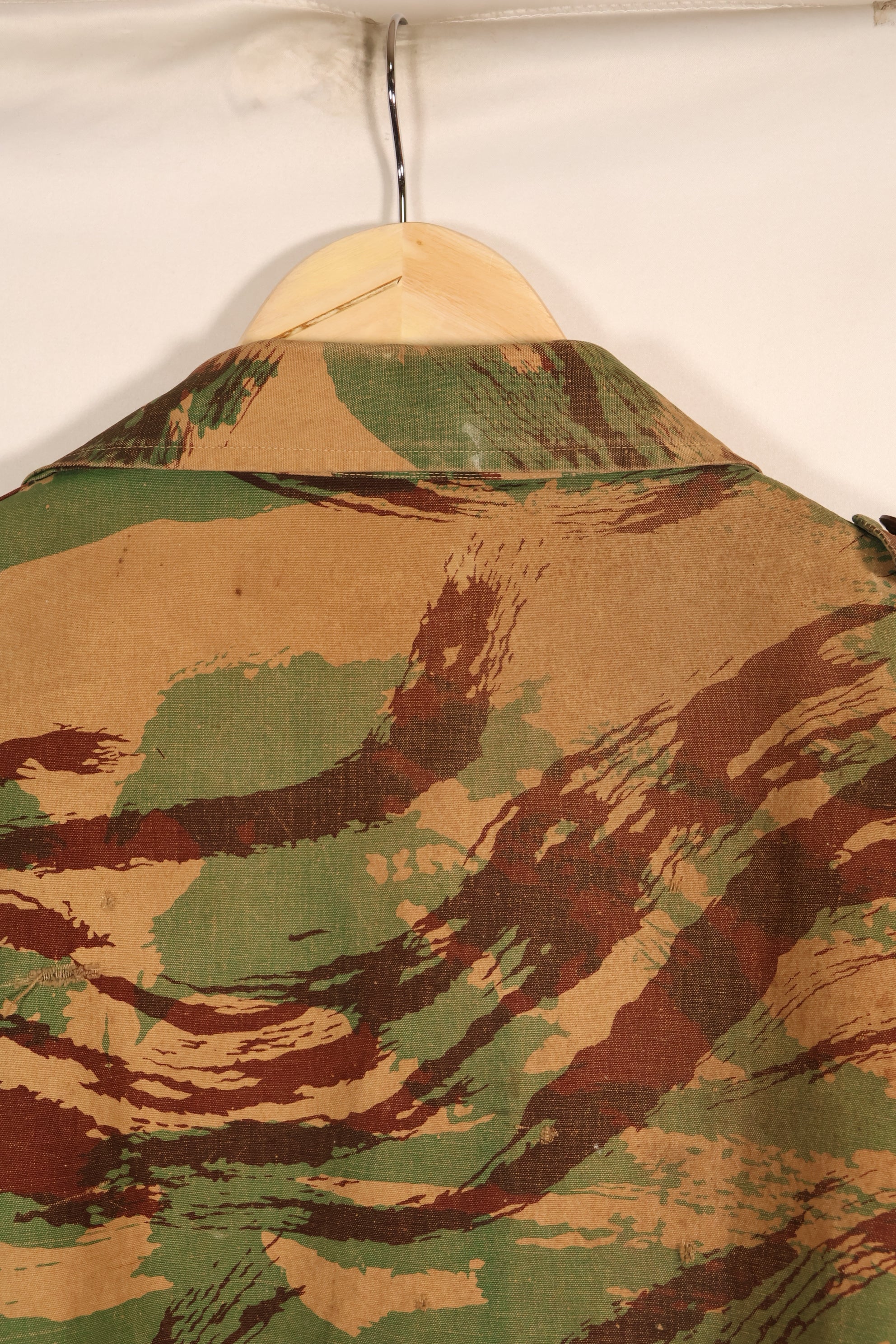 1950s, Indochina War, British Army Battle Dress-style, Lizard Camouflage, made from shelter half fabric, jacket, used