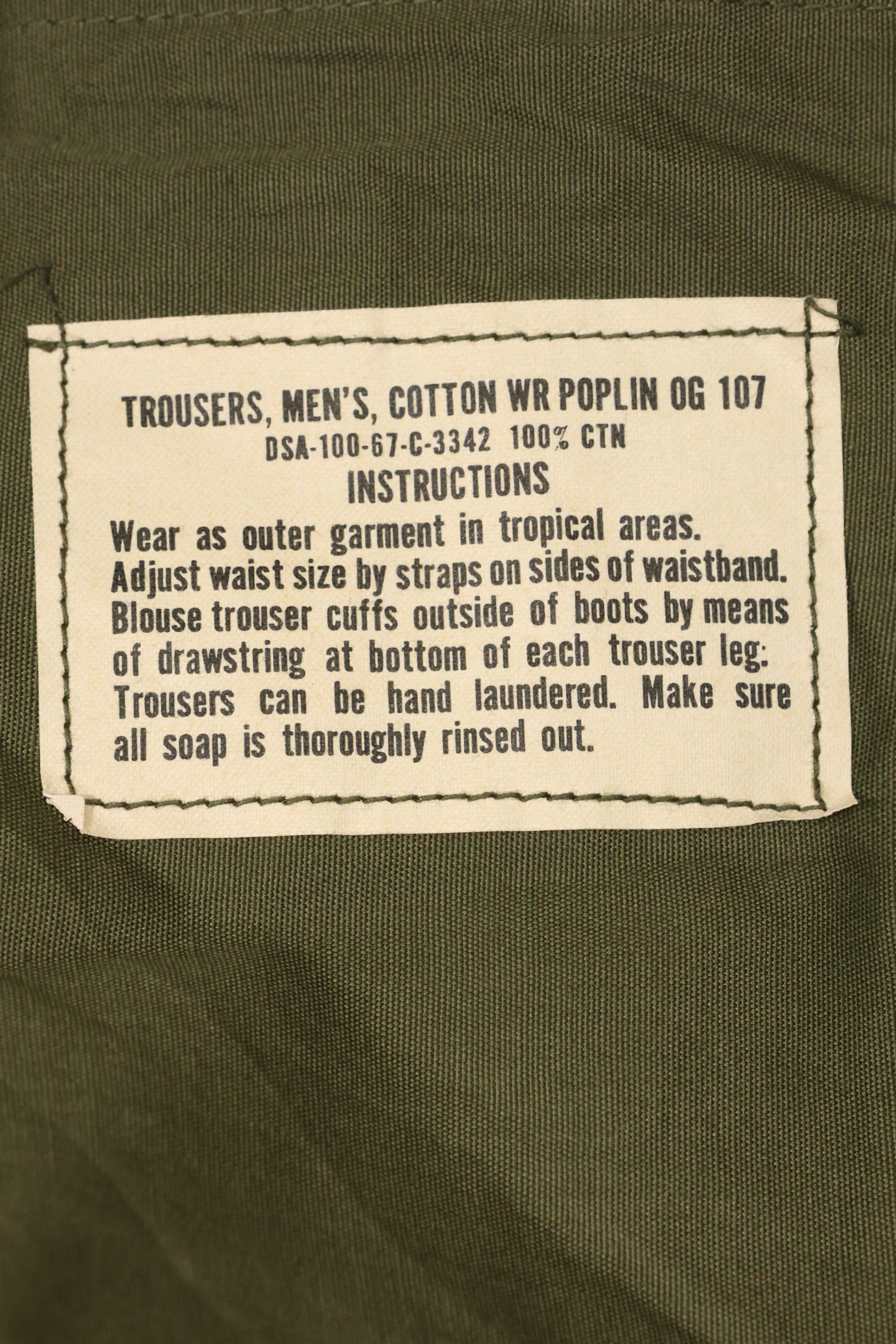 1967 Contract Deadstock 3rd Model Non Ripstop Jungle Fatigue Pants No Size Tag