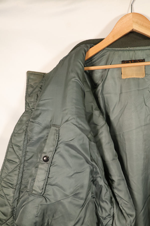 1950s, estimated size 40–42, U.S. Air Force B-15D flight jacket, modified with shearling, includes patches, used
