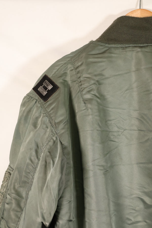 1950s, estimated size 40–42, U.S. Air Force B-15D flight jacket, modified with shearling, includes patches, used