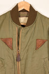 1940s, estimated age 38–40, U.S. Army Air Forces (USAAF) B-15A flight jacket, modified with shearling, used