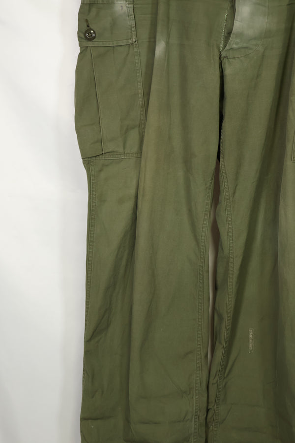 1964 Contract 1st Model Jungle Fatigue Pants, L-R, stained, repaired, used.