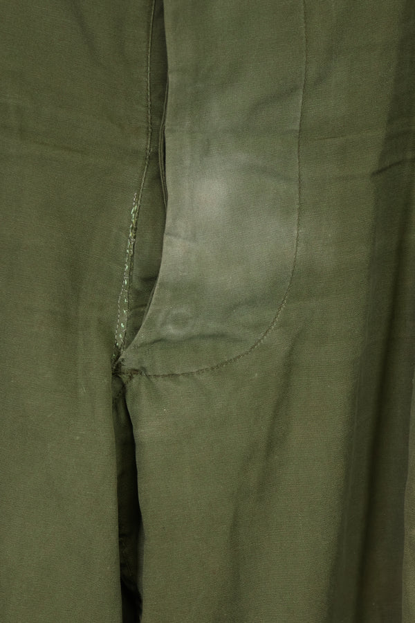 1964 Contract 1st Model Jungle Fatigue Pants, L-R, stained, repaired, used.