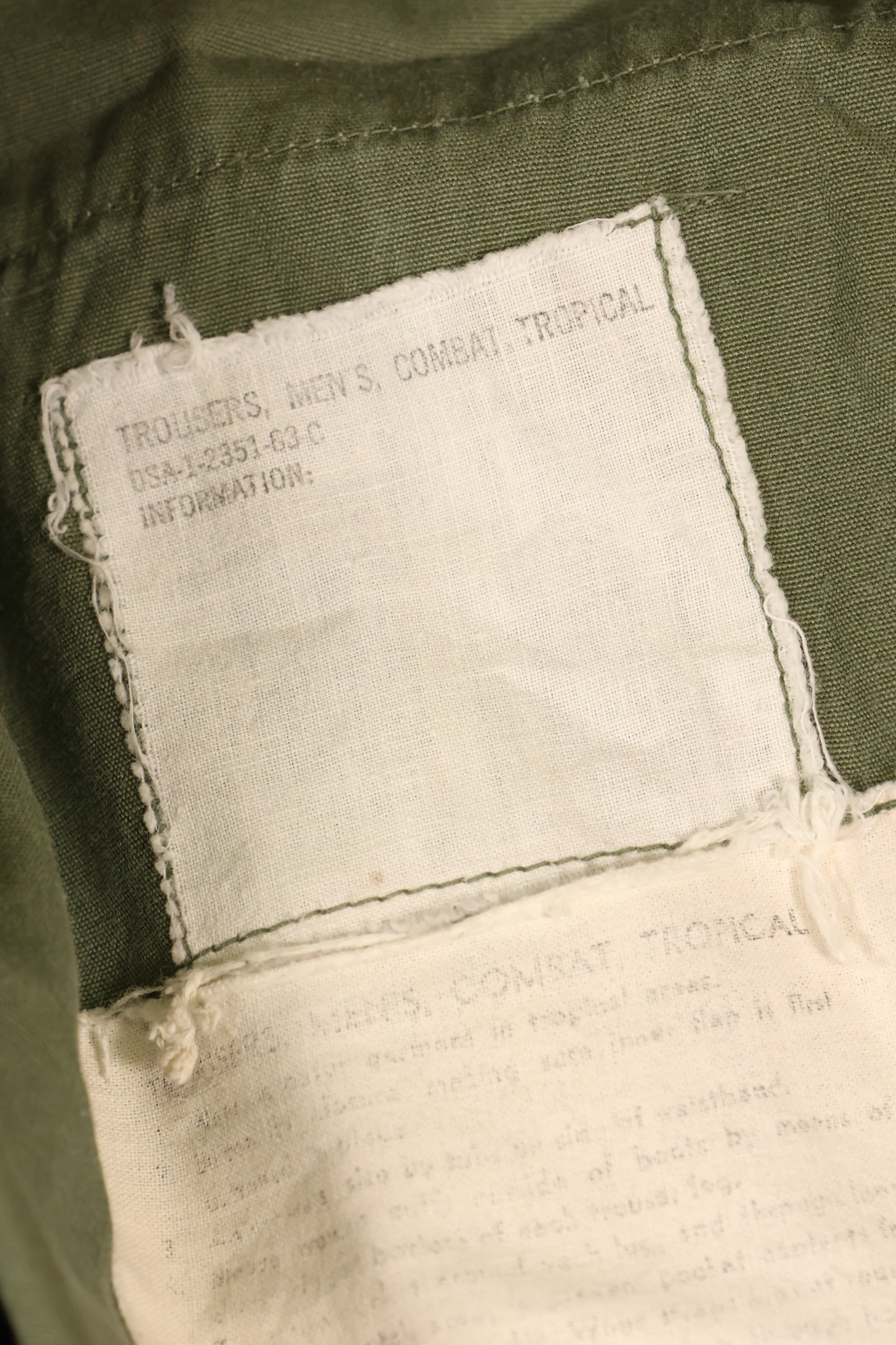 1963 Contract—Presumed M-S 1st Model Jungle Fatigue Pants—Faded—Used