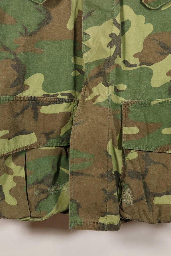Estimated circa 1966–67; Estimated S-R; Early print; ERDL leaf camouflage; No rip; Fatigue jacket; Short sleeves; Used